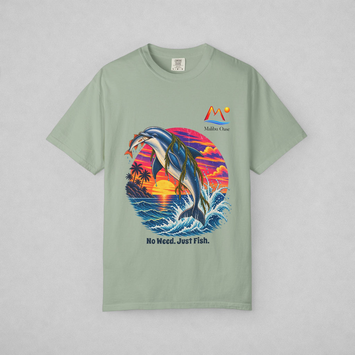 Bay T-shirt with logo.  Caption: No Weed. Just Fish.