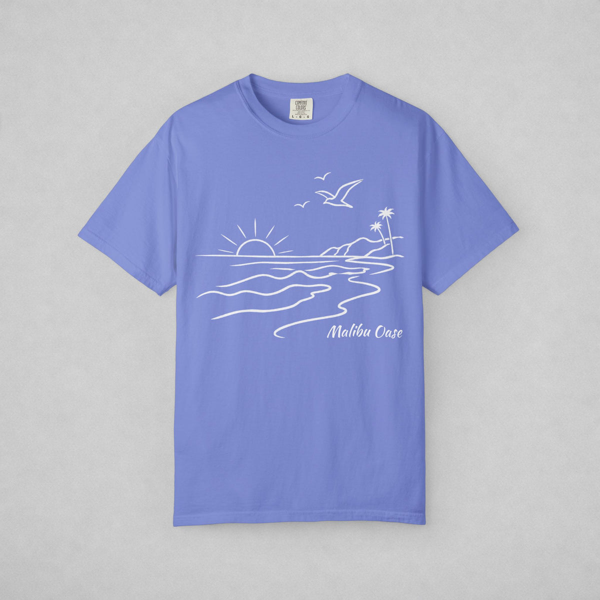 Flo Blue shirt with the text "Malibu Oase."