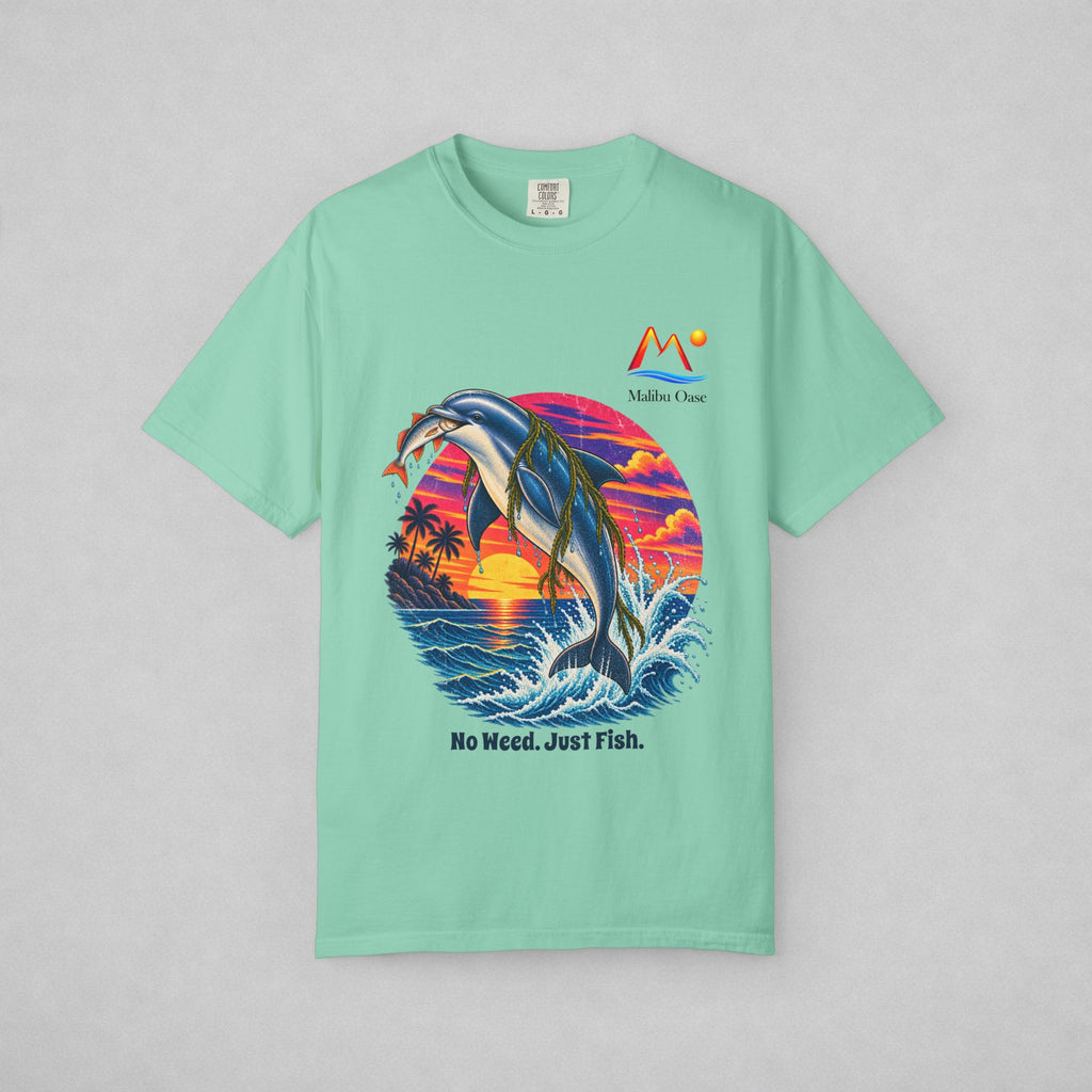 Island Reef T-shirt with logo.  Caption: No Weed. Just Fish.